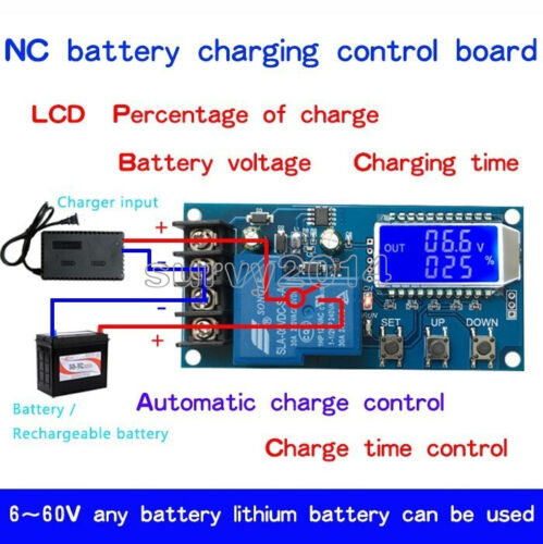 6-60V 30A Lithium Battery Charge NC Control Module Protection Board LCD Display