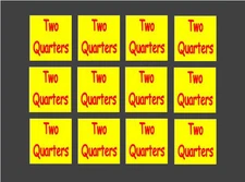 12 Two Quarters VINYL  price stickers bulk vending Vendstar other