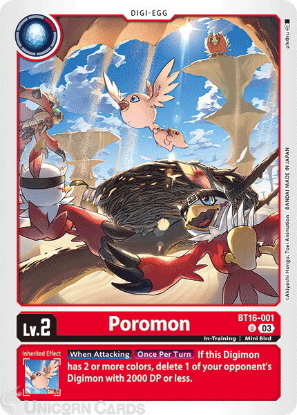 BT16-001 Poromon : Uncommon Digimon Card : BT16: Beginning Observer