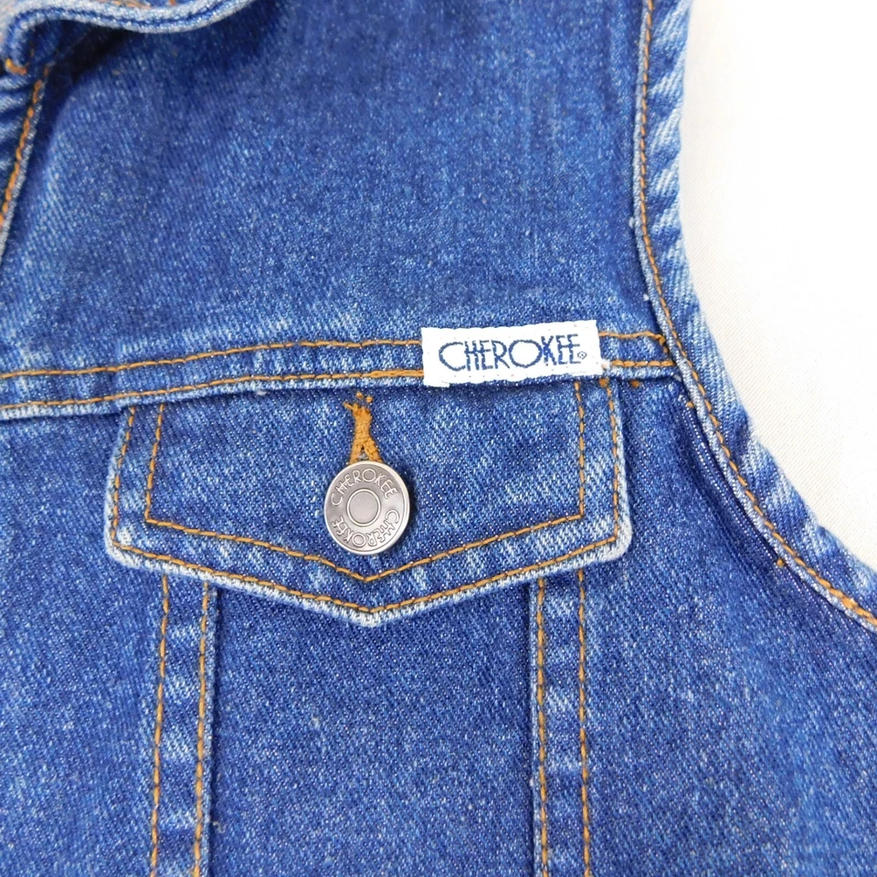 Vintage Cherokee Girl's Zip-Front Denim Vest - 10-12 Large #7027 - Image 2 of 4