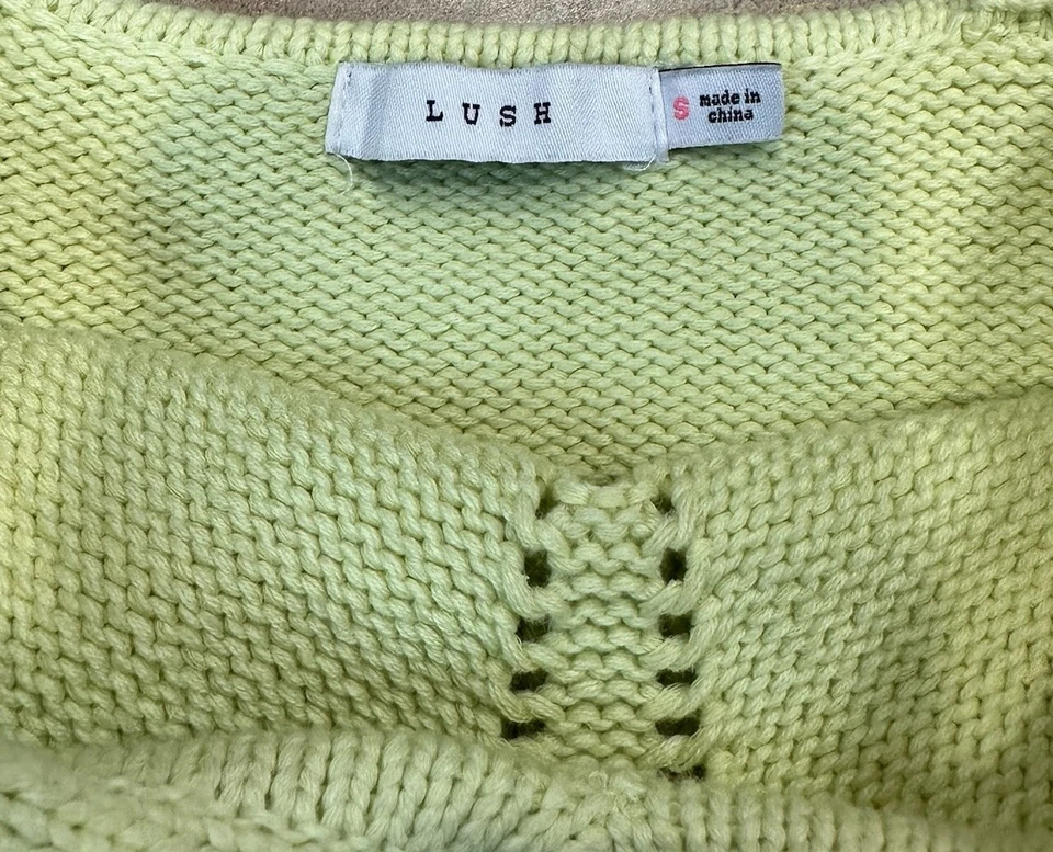 Regata Y2K LUSH verde limão algodão crochê sem mangas em excelente estado usado | Feminina P - Imagem 2 de 4