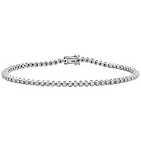"10K WeißGold Rund Diamant 4-Prong Tennis Link Armband 7 \" 2.50Mm 1.20 Karat"