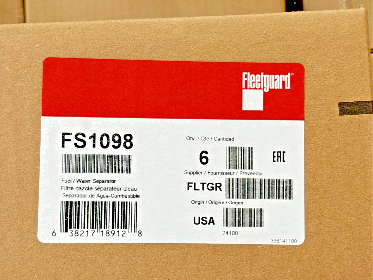 BRAND NEW BOX of 6 CUMMINS FLEETGUARD FUEL WATER SEPARATOR FILTER