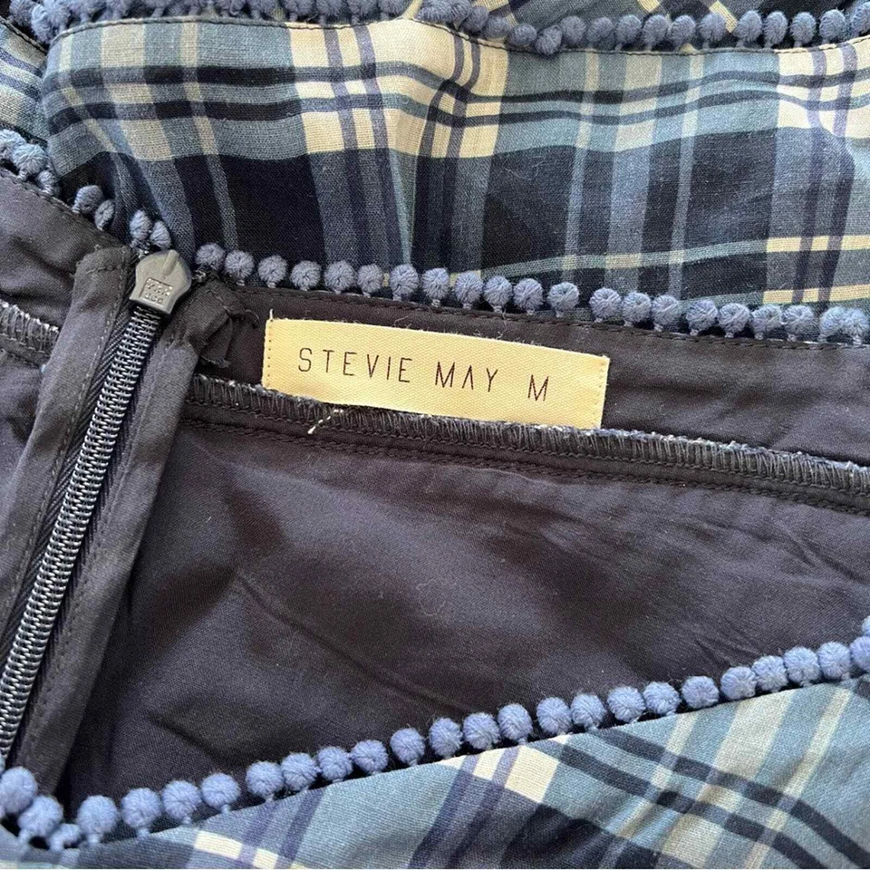 Mini Vestido Stevie May Devon a Cuadros Azul Combo Mediano Boho Estilo Victoriano Foto 4 de 4