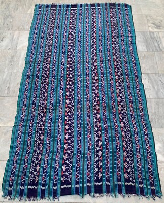 Vintage Hand Woven Indonesian Ikat Cloth West Samba Ikat Textile 4x7ft Free Ship