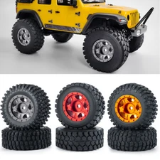 AXSPEED 1/24 1.0 Beadlock Tires Wheel Rims Set for RC Axial SCX24 RC Crawler Car