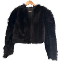 Mango X Jen Ceballos Bnwot Leather Black Reversible Faux Fur Jacket M/l £440