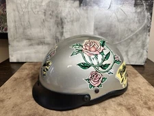 Rodia /RDH- 200 Model -Silver Rose (LADY RIDER) -DOT Approved Half Helmet Size M