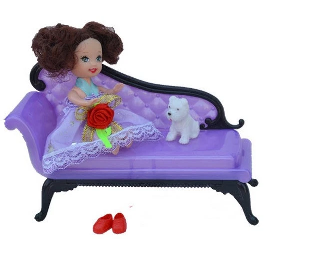 Doll Accessories Mini Dollhouse Furniture Flower Sofa Couch For 1/6 Doll Toy - Image 2 of 3