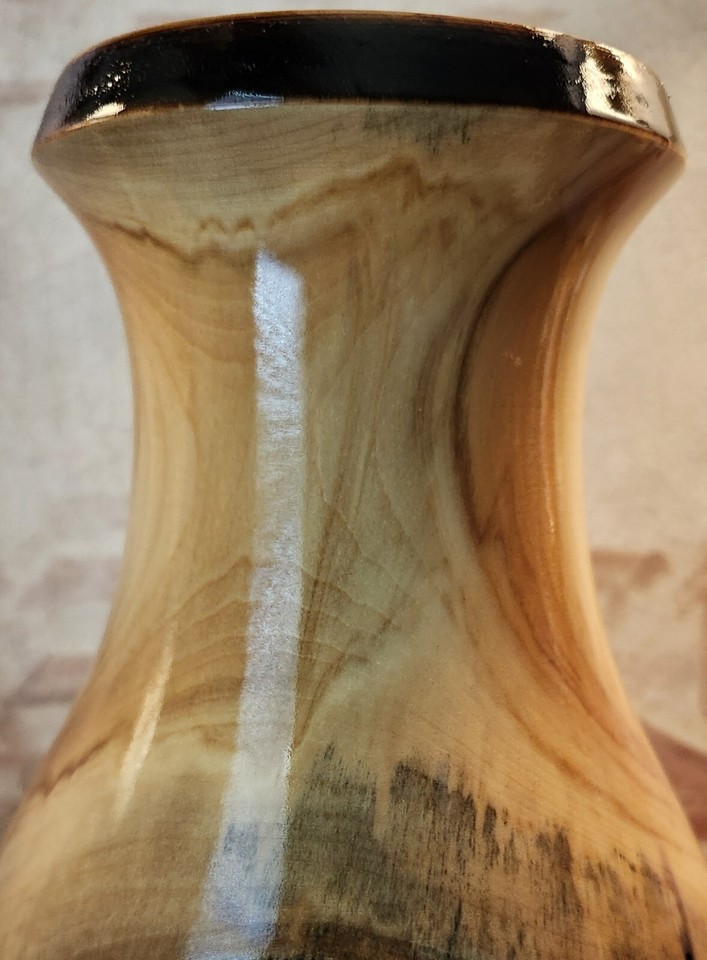 Original Art Hand Lathed Wood Vase Signed By Don Nobel High Gloss Glass