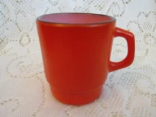 Vintage Fire King Red Stackable Coffee Cup D-Handle