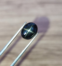 Natural Black Star Diopside 3.15ct   9mm Oval Cabochon Star Gemstone for Jewelry