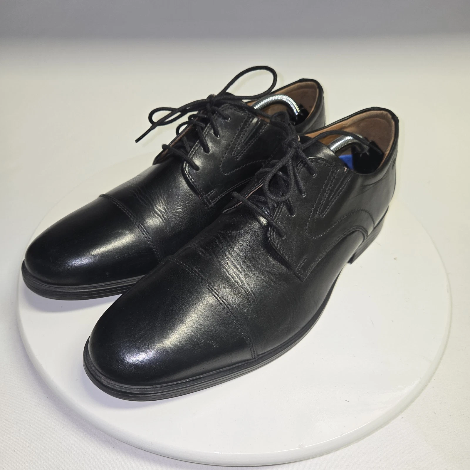 Scarpe Oxford Clarks nere pelle uomo 11 larghe punta cappuccio stringate comfort estremo