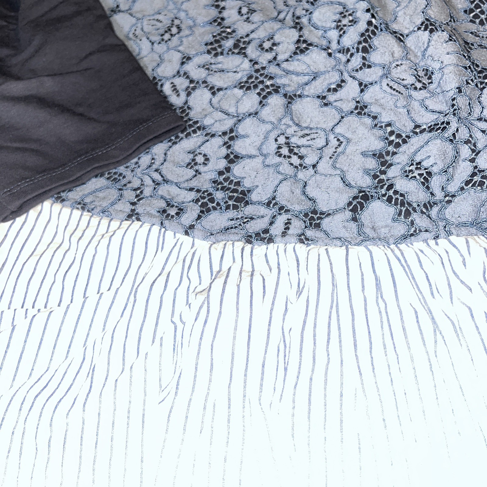 Logo by Lori Goldstein Lounge Blue Lace Stripe Casual Cottagecore Boho Medium