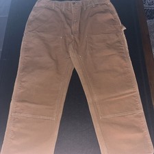 Carhartt Double Knee Pants Mens 44x28 Brown Original Dungaree Fit USA Made