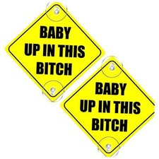 2PCS Up in This B Car Sticker, 5"x5" Reusable Baby on Board Decal with Suction
