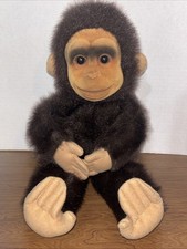 Hosung Brown Monkey Plush Hand Puppet 1994 Cute Flocked Face 18 Vtg Kids Toy