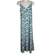 Old Navy Women Maxi Shift Dress Size XL Aztec Print Multicolor Sleeveless V Neck