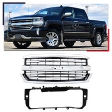 For 2016-2018 Chevrolet Silverado 1500 Front Bumper Grille Grill Chrome Black For 2016-2018 Chevrolet Silverado 1500 Front Bumper Grille Grill Chrome Black