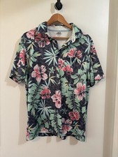 Izod Polo Shirt Mens Lg Blue Pink Floral Saltwater Collection Performance Aloha