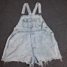 Vintage B.U.M. Equipment Acid Wash Denim Shortalls Overall Size 9 90s Distressed
