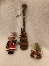 Rustic Moose Reindeer Christmas Ornaments Wall Hanging Set of 3 Resin