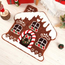 Christmas Gingerbread House Bath Mat Non-Slip Super Absorbent Candyland Showe...
