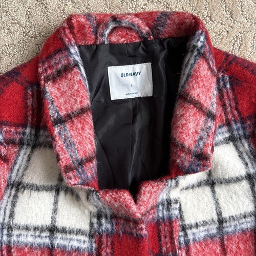 Old Navy karierter Wollmischung Mantel S rot Damen 2 Knopf Taschen Academia Preppy - Bild 2 von 20