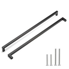 2 Pack Matte Black Cabinet Pulls Square 18 Inch Stainless Steel Handle 458mm