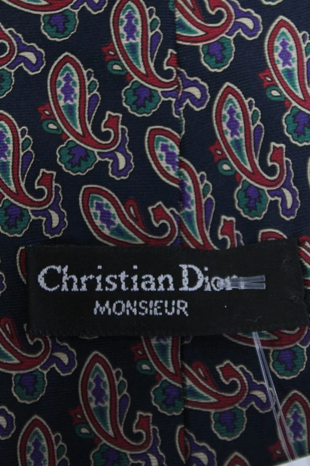 迪奥男式经典佩斯利印花丝绸领带均码 — 第 4/4 张图片