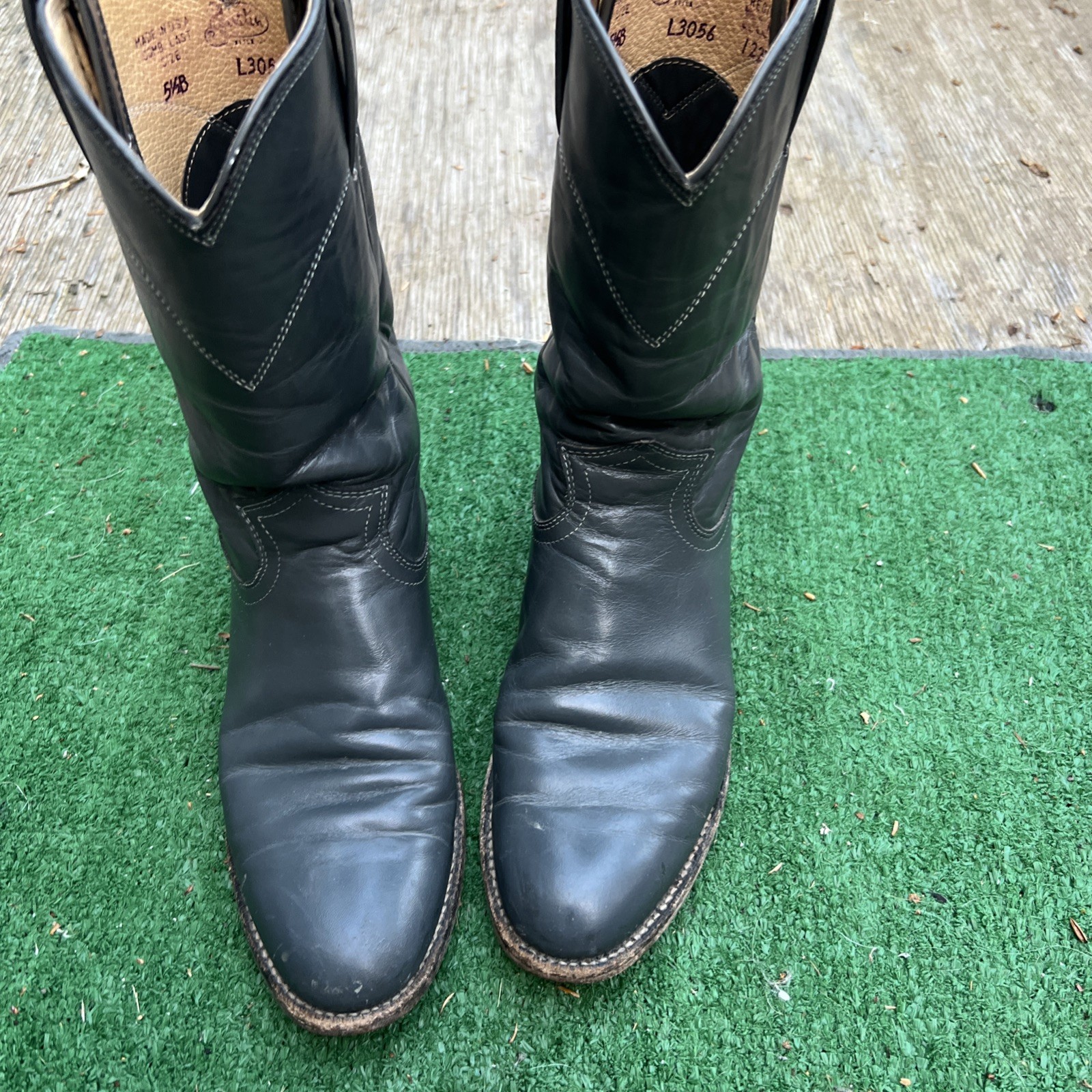 Womens SIZE 5.5 B~Justin Roper Boots L3056 Women Gray Leather Western Rodeo