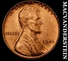 1945 Lincoln Wheat Cent- Red- Choice Gem Brilliant Uncirculated Luster #J7077