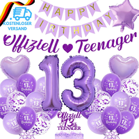 Deko 13 Geburtstag MäDchen Lila - Offiziell Teenager Geburtstagsdeko Happy Birth