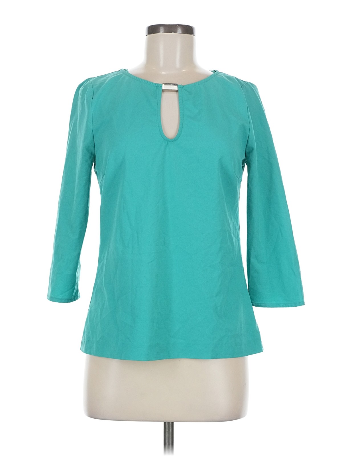Zara Basic Women Green 3/4 Sleeve Top M