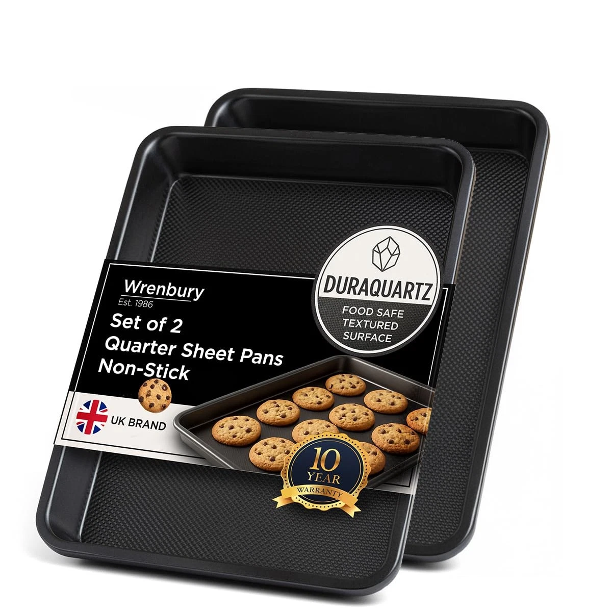 Quarter Sheet Pan Set of 2 - Carbon Steel Non-Stick ¼ Cake Baking Tray - Non ...