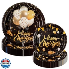 50pcs New Year Paper Plates, 2026 Happy New Years Eve Party Suppl