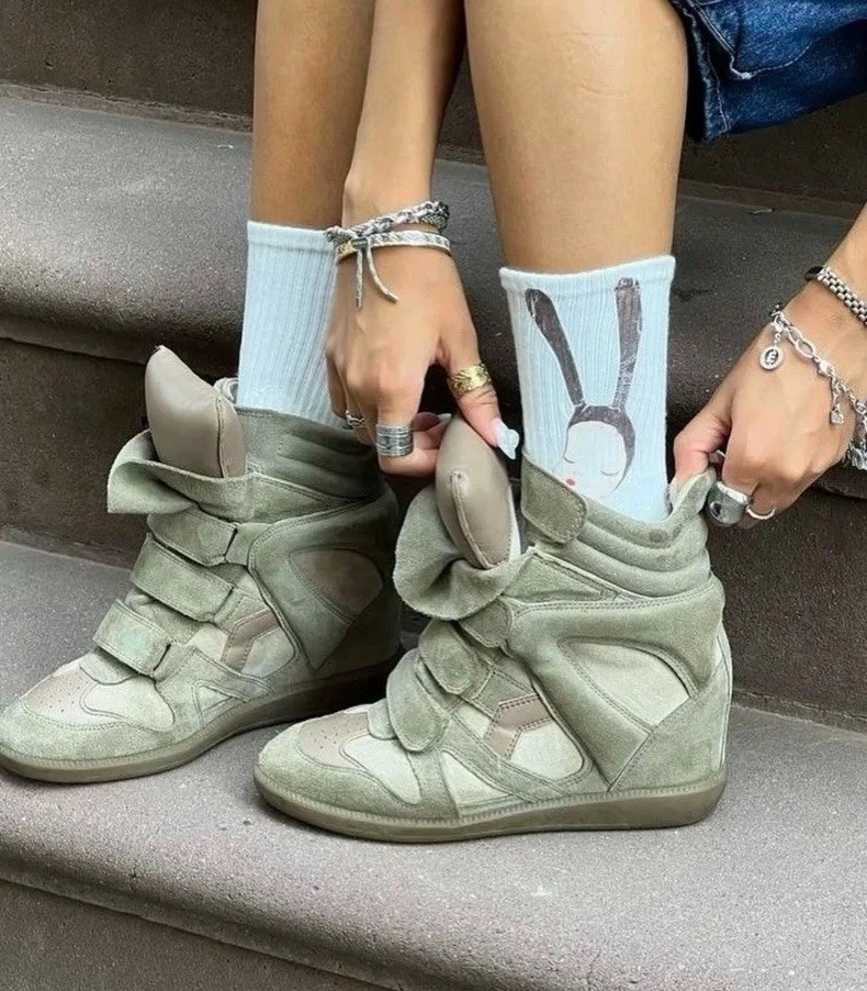 Zapatilla deportiva de caña alta inspirada en Isabel Marant verde militar 1:1 Foto 4 de 4