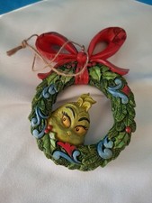 Jim Shore Grinch Peeking Through Wreath Christmas Ornament