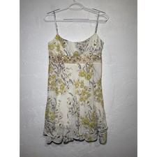 Necessary Objects floral beaded empire waist sheer lined dress womens small y2k