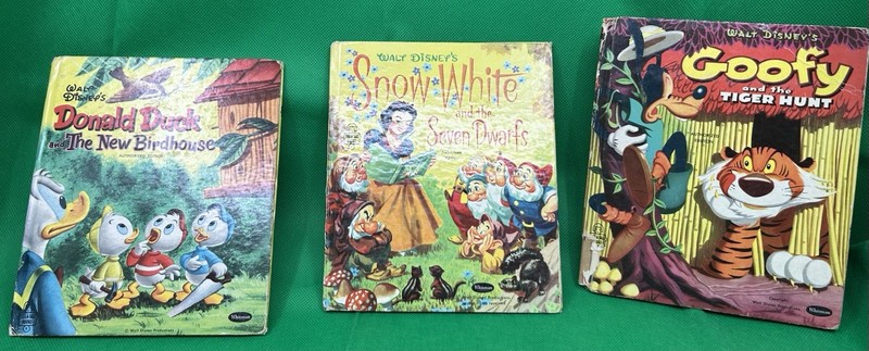 3 Vintage Whitman Disney Books Snow White Donald Duck Goofy Tell Tale