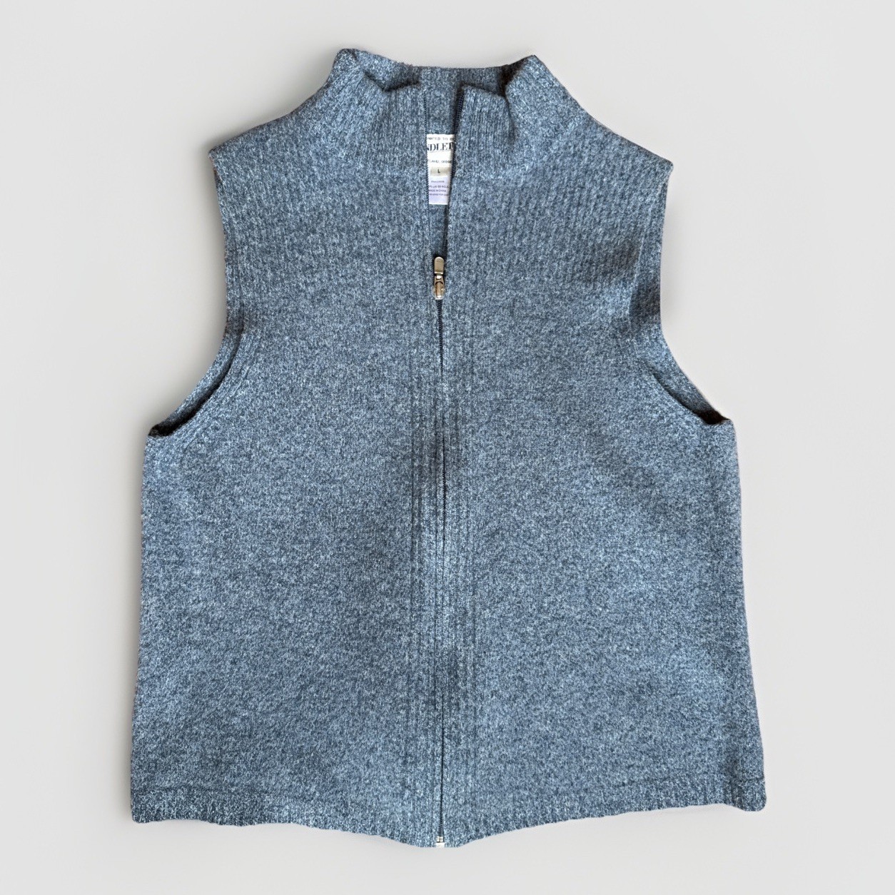 Pendleton Lambs Wool Womens Sweater Vest L Blue Heather Full Zip Ribbed