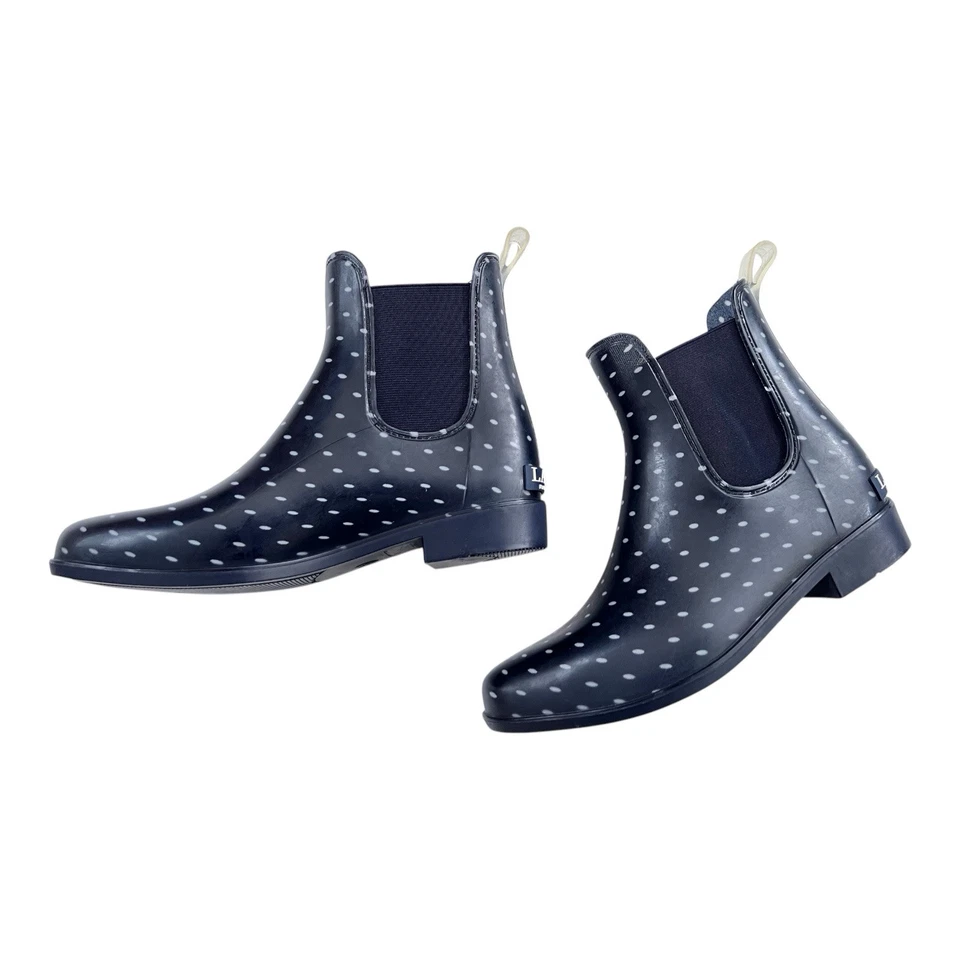 Botas de lluvia Lauren Ralph Lauren Tally azul marino a lunares botín para mujer talla 6” Foto 2 de 4