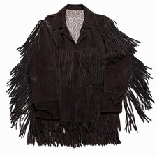 Vintage 1960s Jo-O-Kay Leather Fringe Tassel Jacket Western Boho USA Size 42