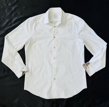 Paul Smith size 16 41 long sleeve formal shirt white Italy cotton stripes