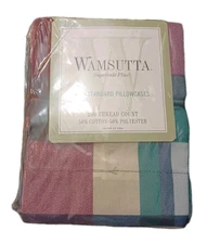 Vintage Pillowcase Set Of 2 Standard Wamsutta Superscale Plus NOS green burgandy