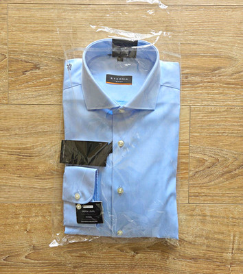 Eterna Slim Fit klassisches Herrenhemd hellblau Baumwolle Größe 39