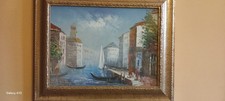 Dipinto Tecnica Olio Su Tela Venezia  Con Cornice E Vetro Protezione