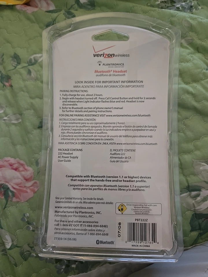 Plantronics PBT222Z Universal Bluetooth Headset NEW - Image 2 of 2