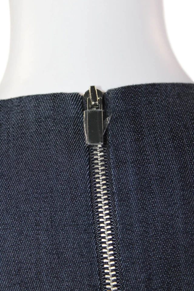 Vestido de mezclilla Elizabeth and James para mujer con cremallera trasera manga corta recortada azul talla 4 Foto 4 de 4