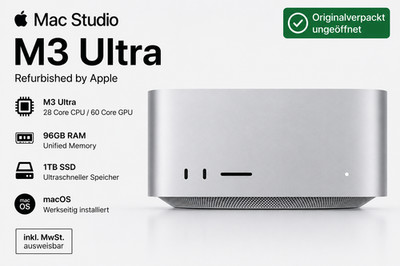 Apple Mac Studio M3 Ultra - 28 Core / 60 Core, 96GB RAM, 1TB SSD, MwSt. Händler
